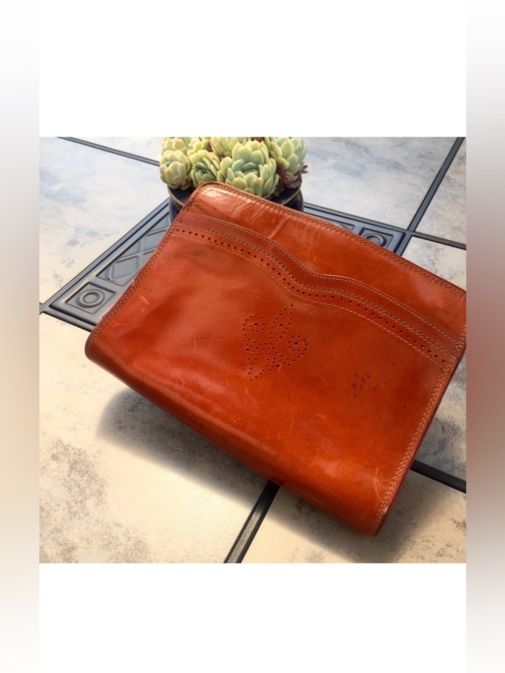 Cassis • Vintage Perforated Leather Clutch Bag